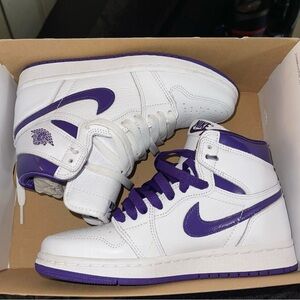 Nike White and Purple High-Top Sneakers
